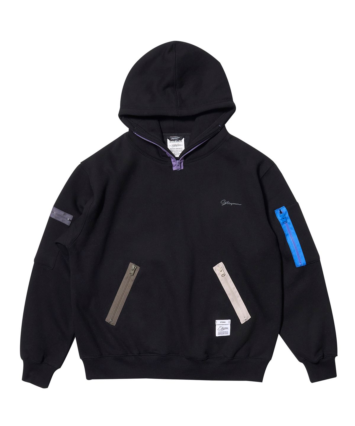 스티그마(STIGMA) ZIPPER OVERSIZED HOODIE BLACK