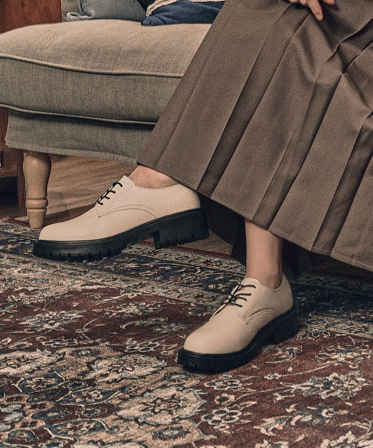 커스텀에이드 우먼(CUSTOMADE WOMAN) 4.5cm 라운드토 청키 더비 슈즈 마나(CW0054IV)
