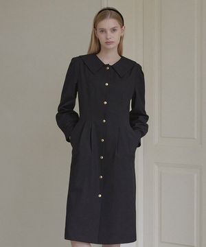 Sailor Collar Goldish Dress - Black