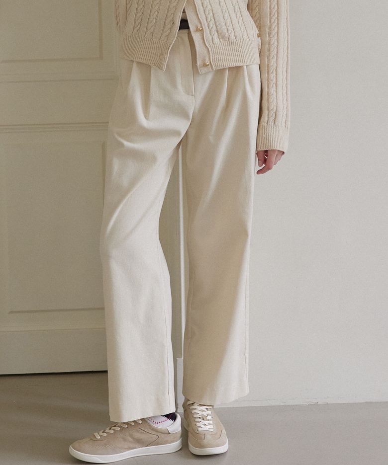 Daily Two Tuck Corduroy Pants - Ivory