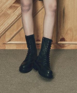 4.5cm 레이스업 롱 워커부츠 타니아(CW0057BK)