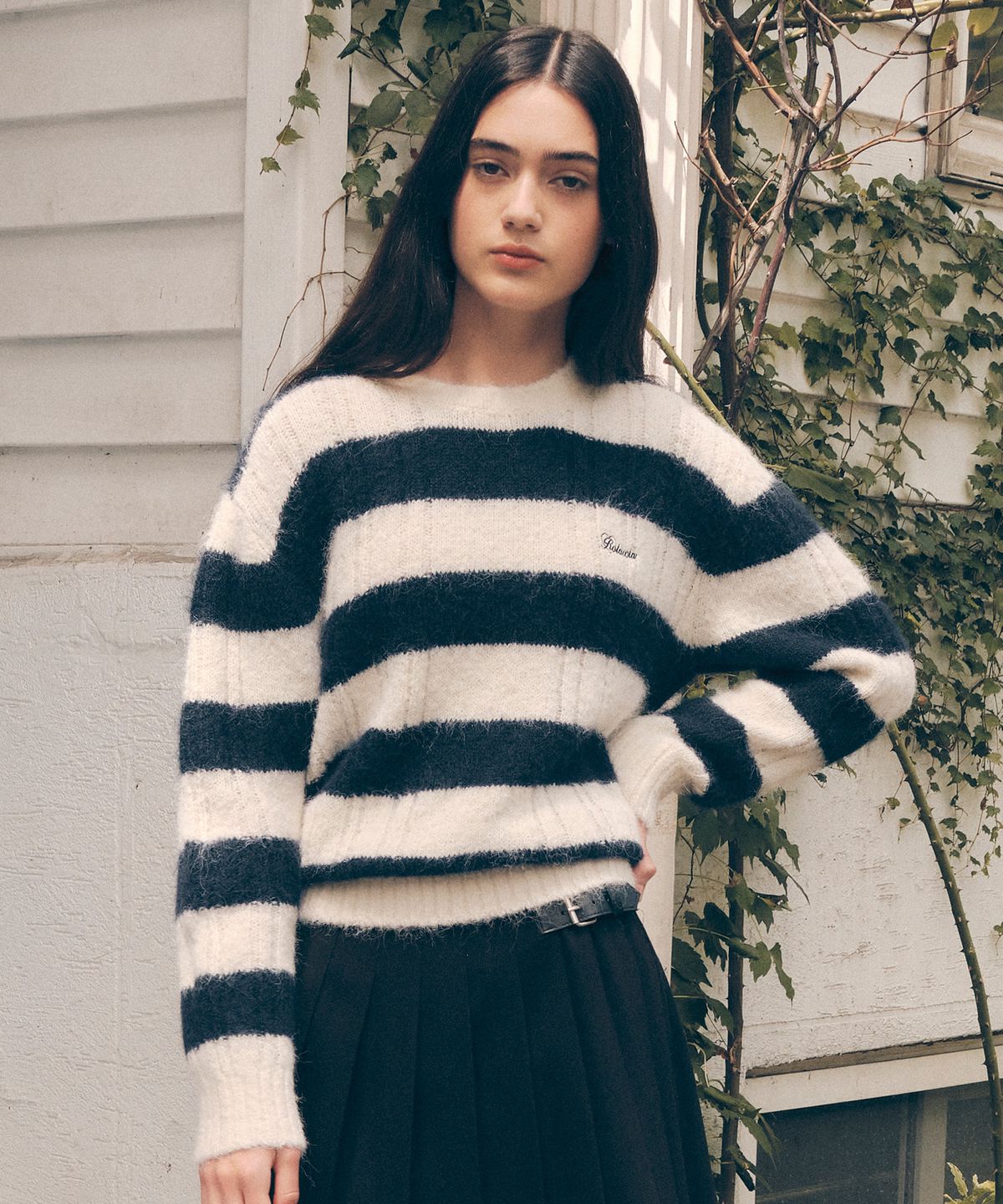 로라로라(ROLAROLA) OVERFIT BOARDER KNIT NV+IV