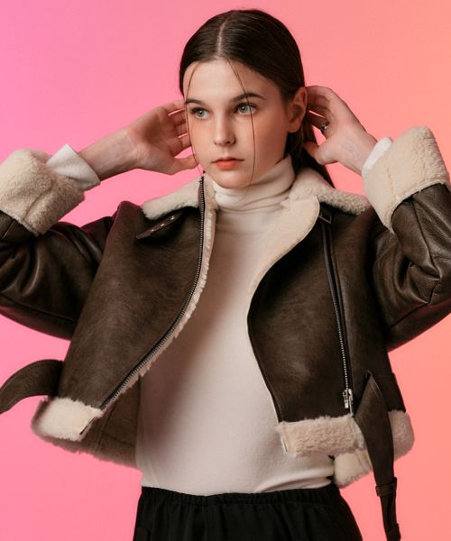 フリースジャケット WOMEN Crack Crop Dumble Mustang Fleece Jacket Black_White MUSINSA | KOLEAT [Belt detachable] WOMEN Crack Crop Dumble