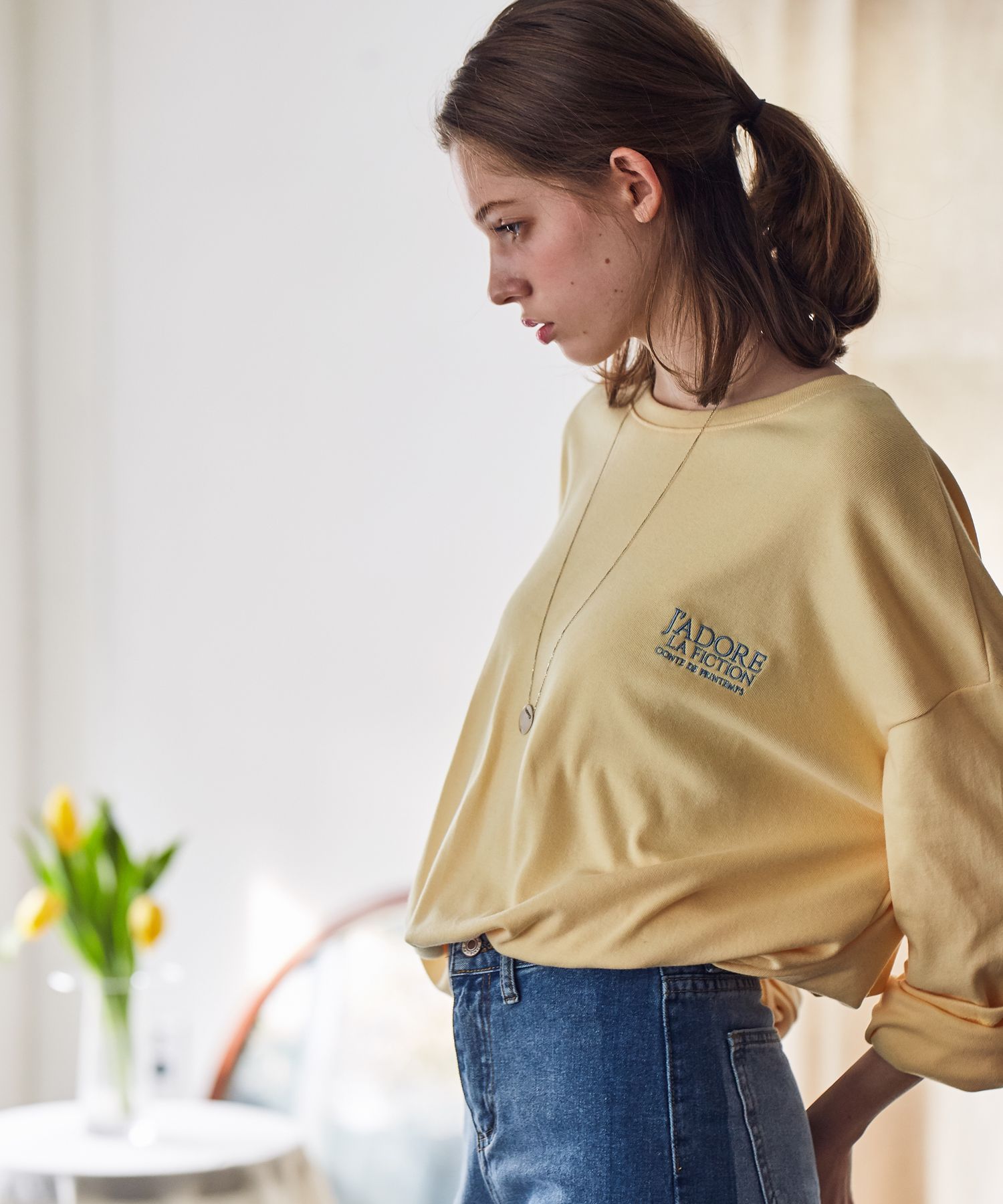 MUSINSA公式 | LARTIGENT [Refurbished] LS FICTION T-SHIRT(YELLOW)