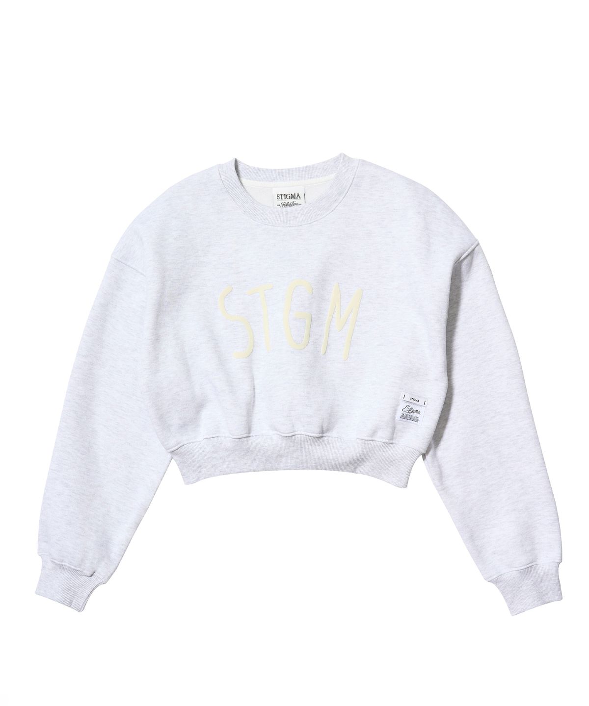 스티그마(STIGMA) STGM CROPED CREWNECK(FEMALE) WHITE MELANGE