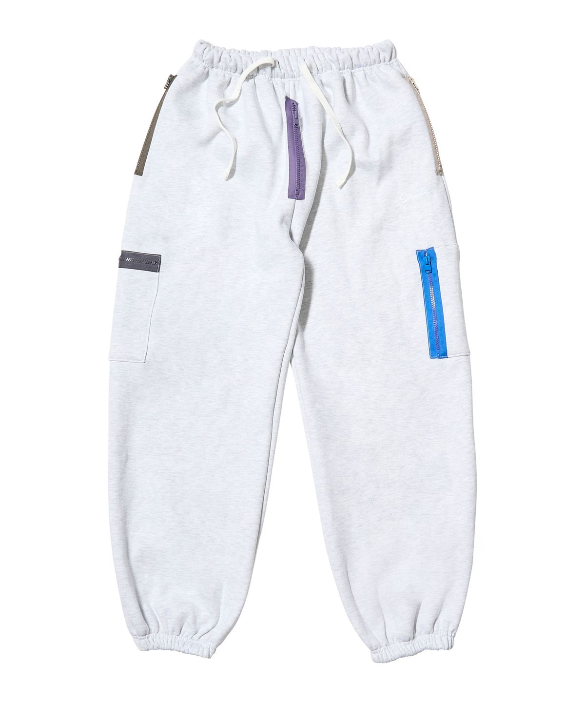 스티그마(STIGMA) ZIPPER WIDE JOGGER PANTS WHITE MELANGE