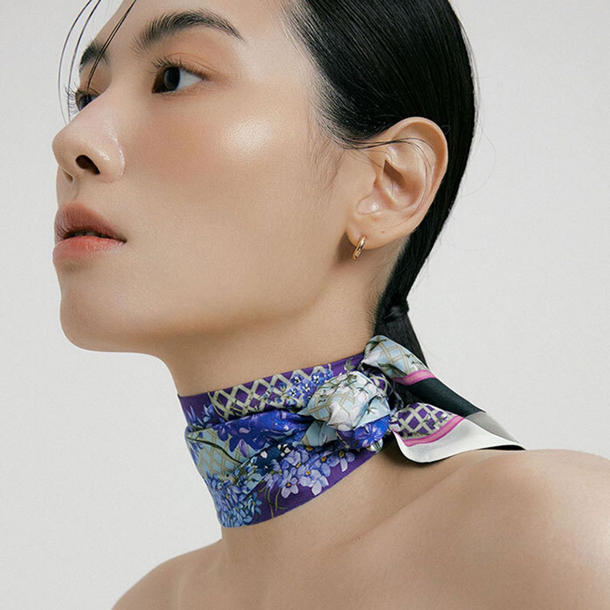 벤앤쿠(VENANDQU) D_Flower-Evening Long Twilly Silk Scarf