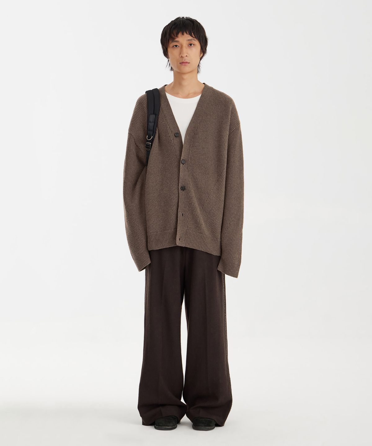 유스(YOUTH) Oversized Irregular Knit Cardigan - Brown