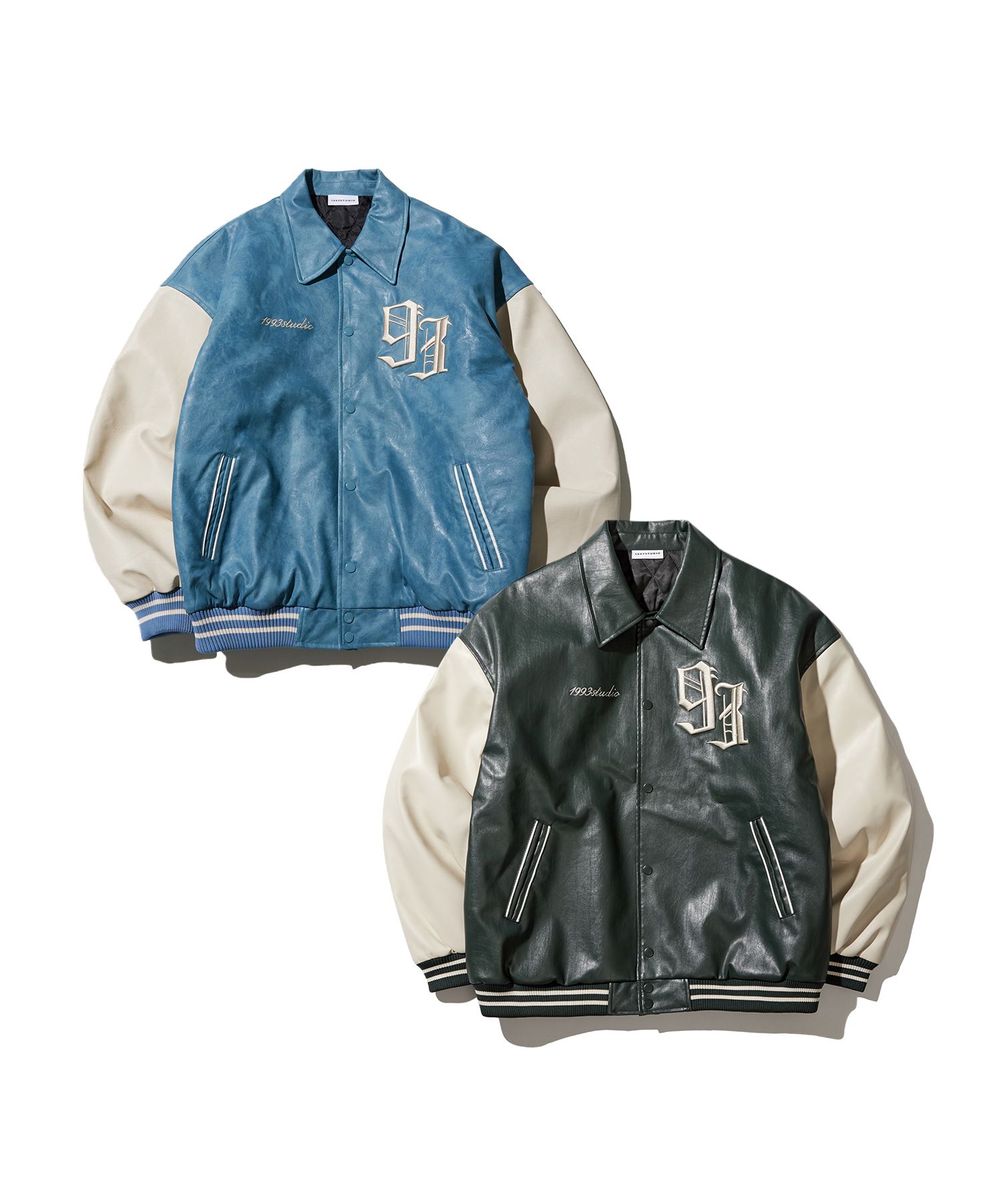 22FW●1993STUDIO●VINTAGE VARSITY JACKET 男女兼用 おしゃれ MUSINSA | 1993STUDIO Vintage Varsity Jacket (2 colors)