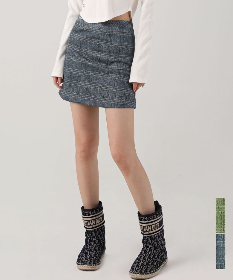 Suede Check Mini Skirt - 2COL