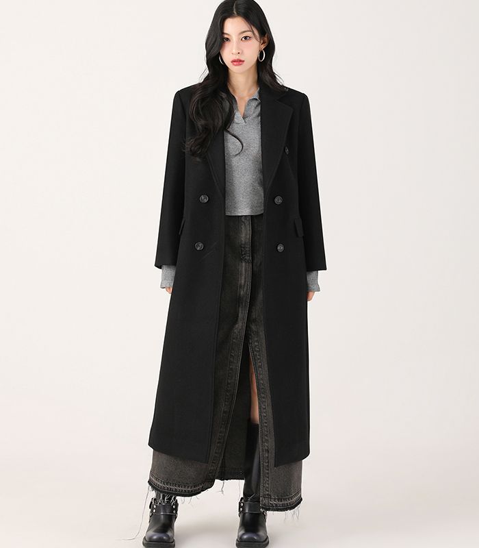 ジャケット・アウター AVANDRESS DOUBLE LONG COAT MUSINSA公式 | AVANDRESS Anna Double Long Coat BLACK
