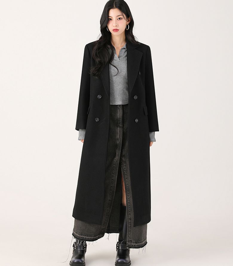 Anna Double Long Coat BLACK