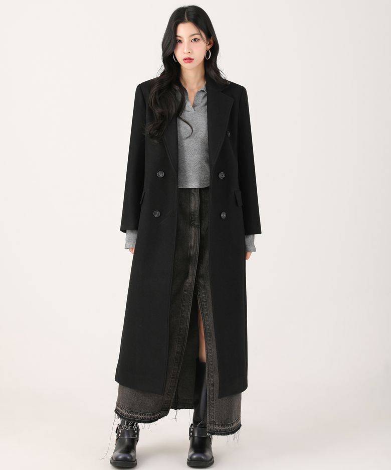 Anna Double Long Coat BLACK
