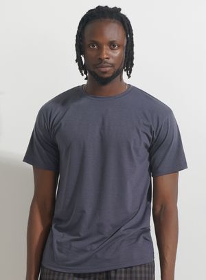 소프트터치 라운드 숏 슬리브 AM1113 GY