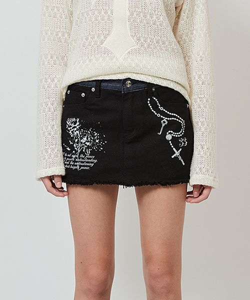 ★CRANK★VINTAGE PRINTED SKIRT PANTS_BLACK★正規品/直送料込 MUSINSA公式 | CRANK Vintage Print Skirt Pants_Black