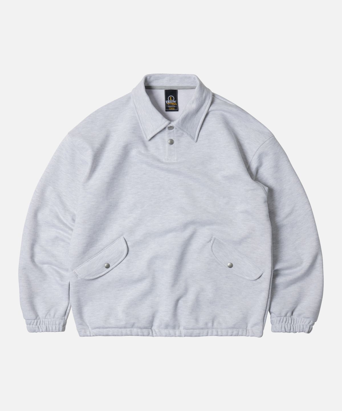 프리즘웍스(FRIZMWORKS) BANDING SNAP SWEATSHIRT _ WHITE MELANGE