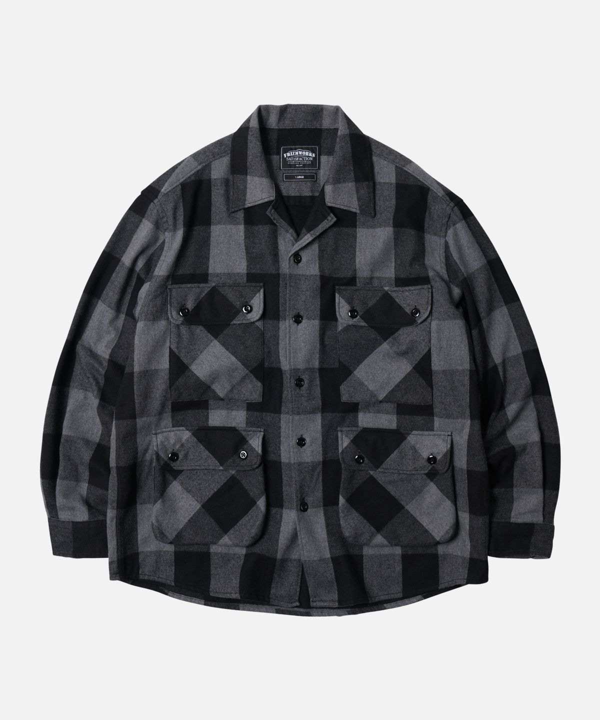 프리즘웍스(FRIZMWORKS) BUFFALO CHECK SHIRT JACKET _ BLACK