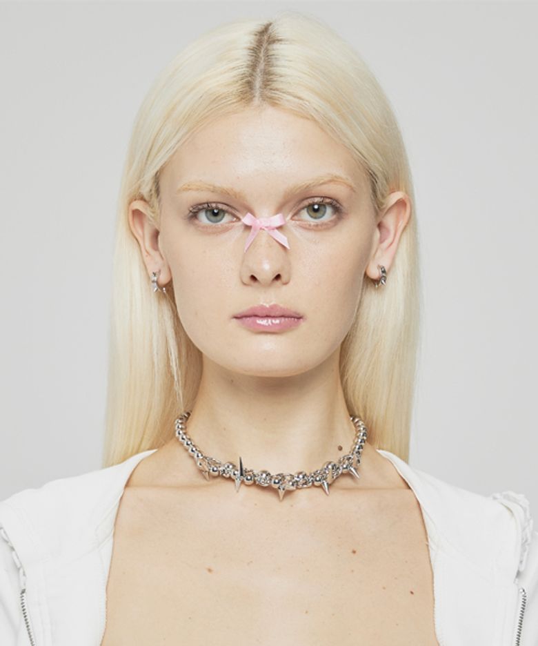 Silver stud chain necklace