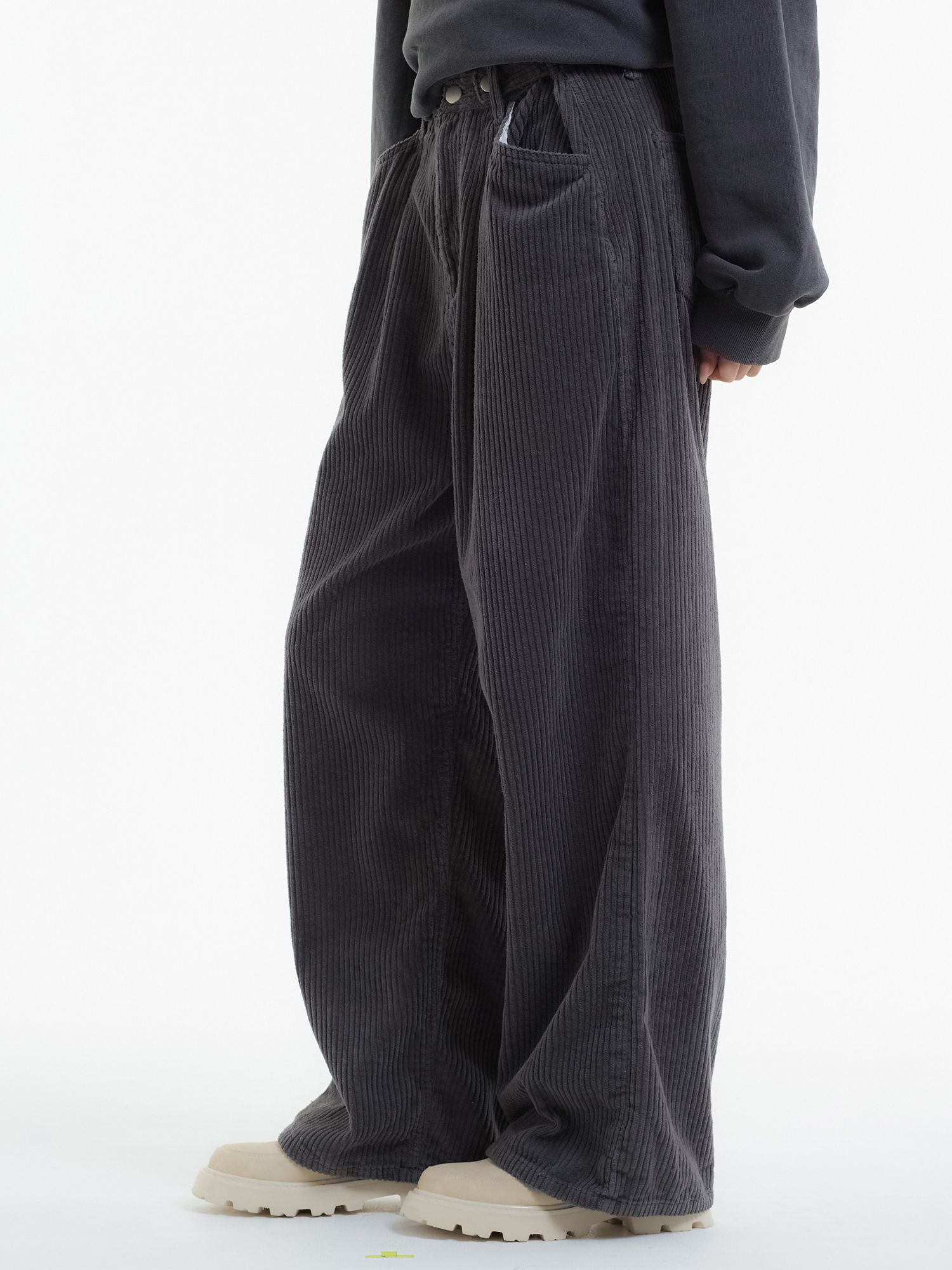MUSINSA | UNKNOWN PLANET Chin Wide Fit Corduroy Pants Gray