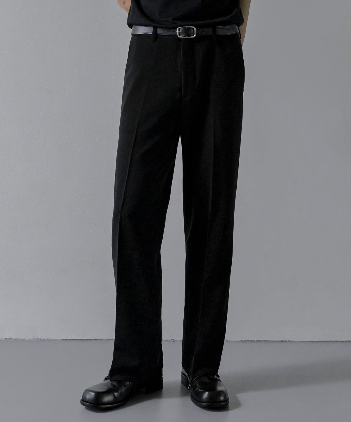 브랜디드(BRANDED) 203 SOLID SILHOUETTE WIDE PANTS [BLACK]
