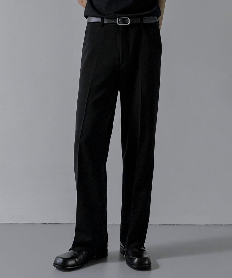 203 SOLID SILHOUETTE WIDE PANTS [BLACK]