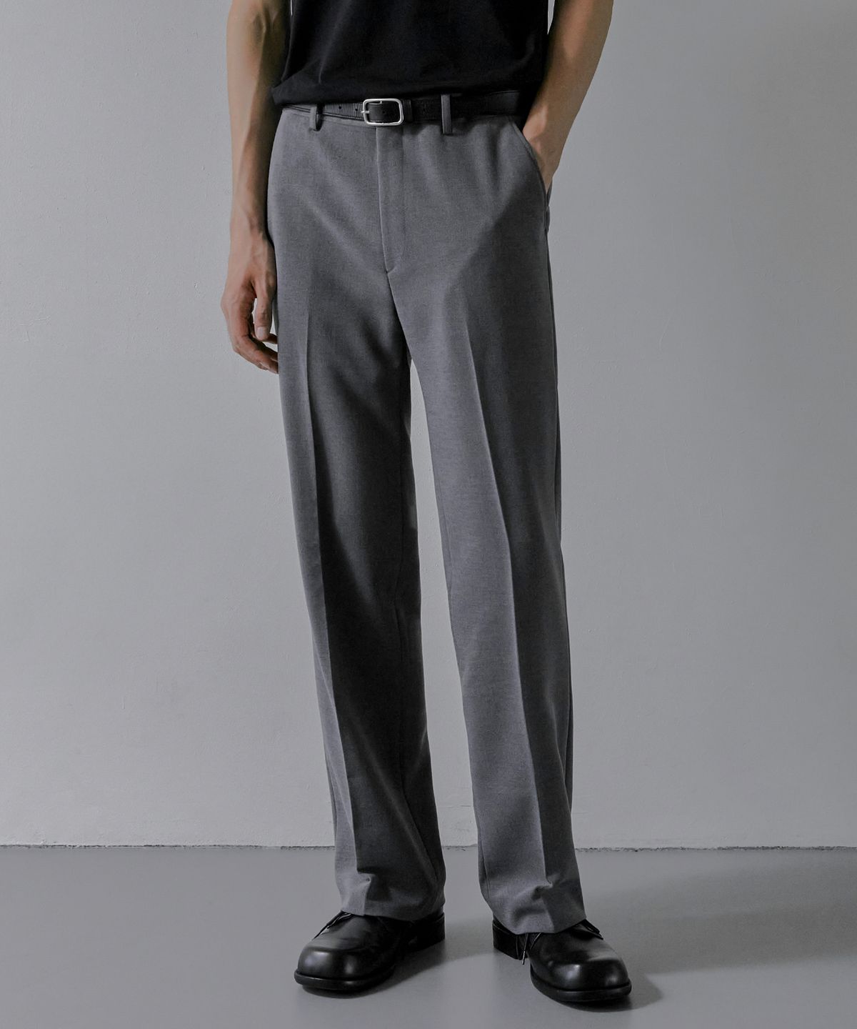 브랜디드(BRANDED) 203 SOLID SILHOUETTE WIDE PANTS [MELANGE GRAY]