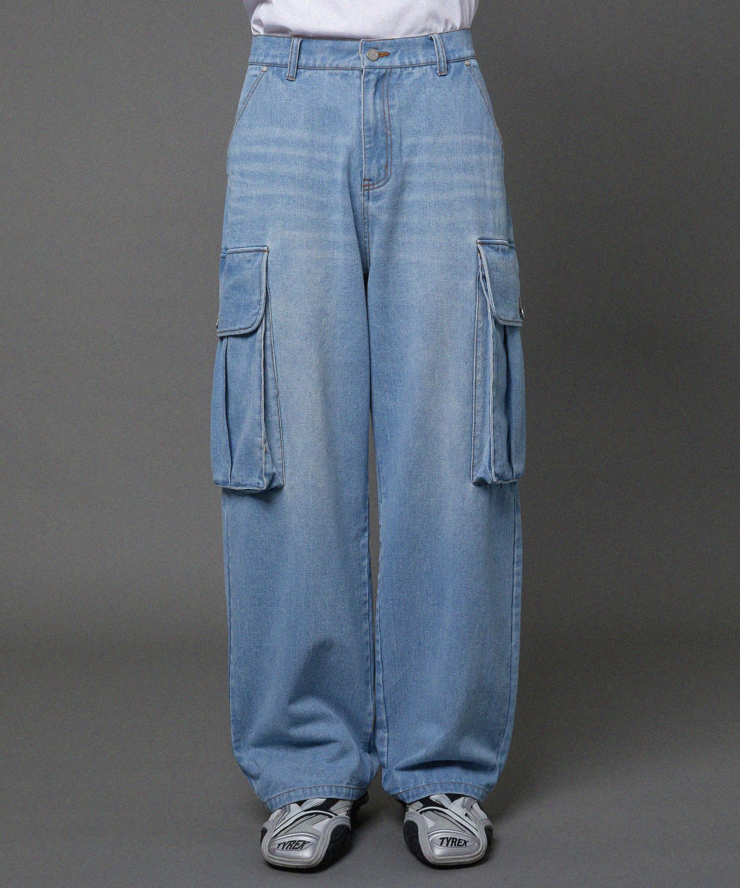 MUSINSA公式 | HOODHOOD Big pocket washed cargo denim pants