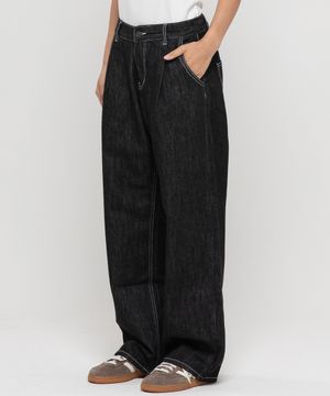 논페이드 와이드 데님팬츠[딥블랙]