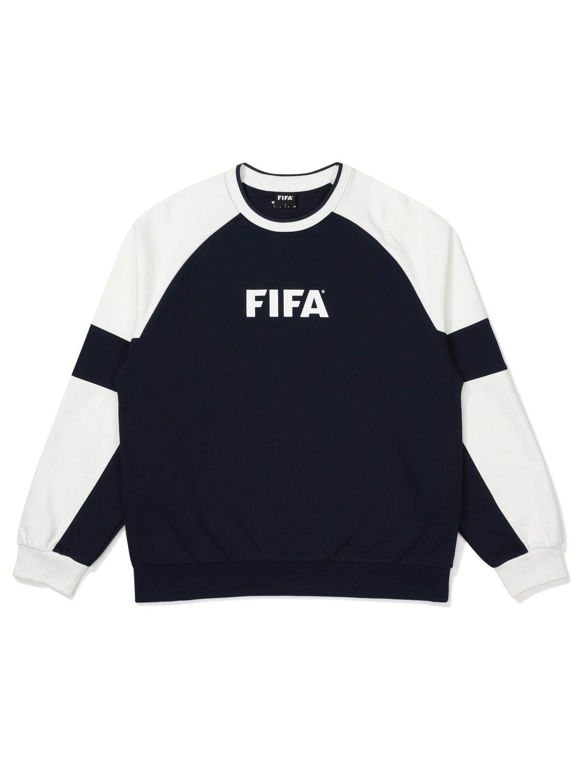 피파 1904(FIFA 1904) 세미오버핏 배색 맨투맨 네이비