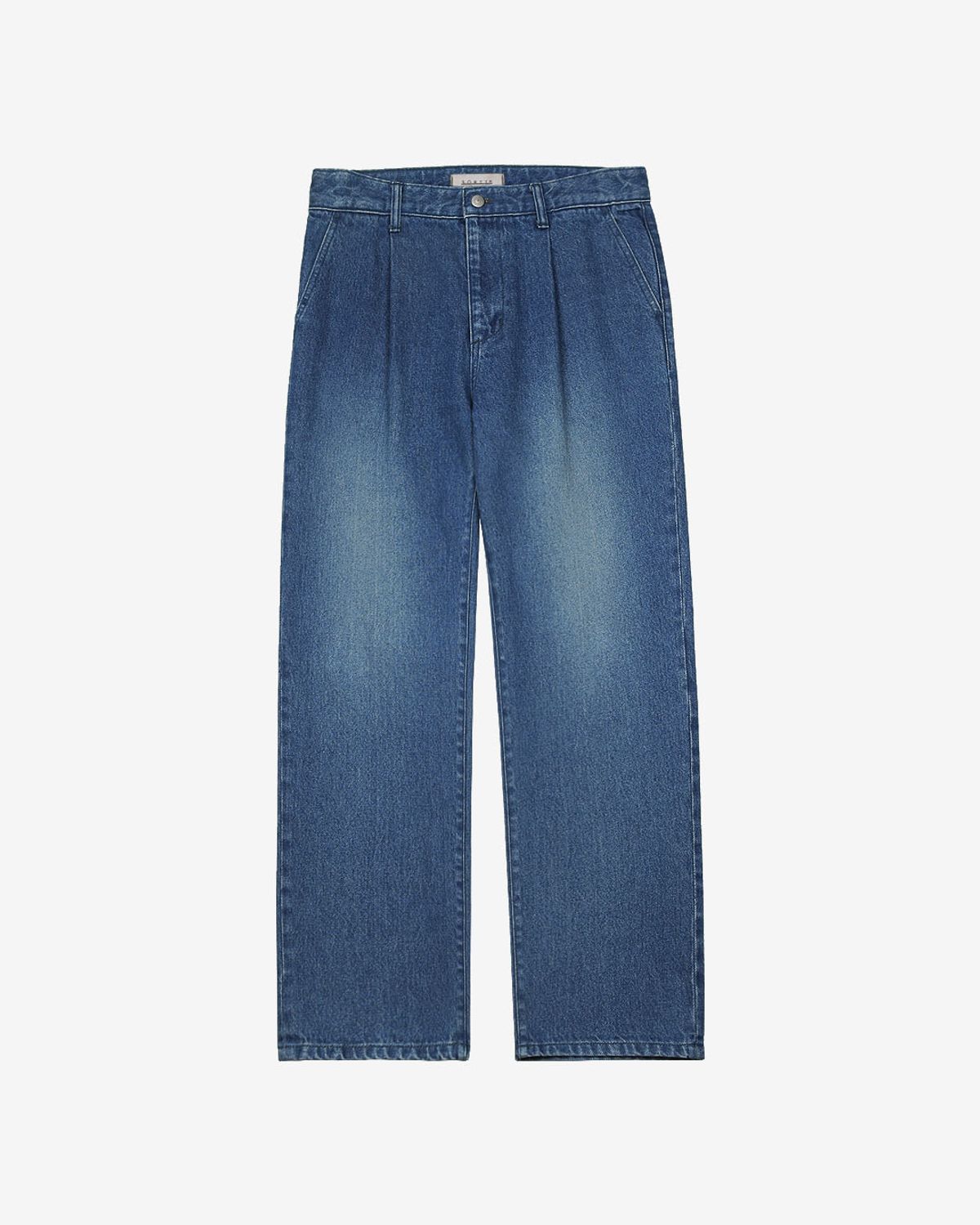 솔티(SORTIE) Kipas denim One Pleats Trousers (Blue)