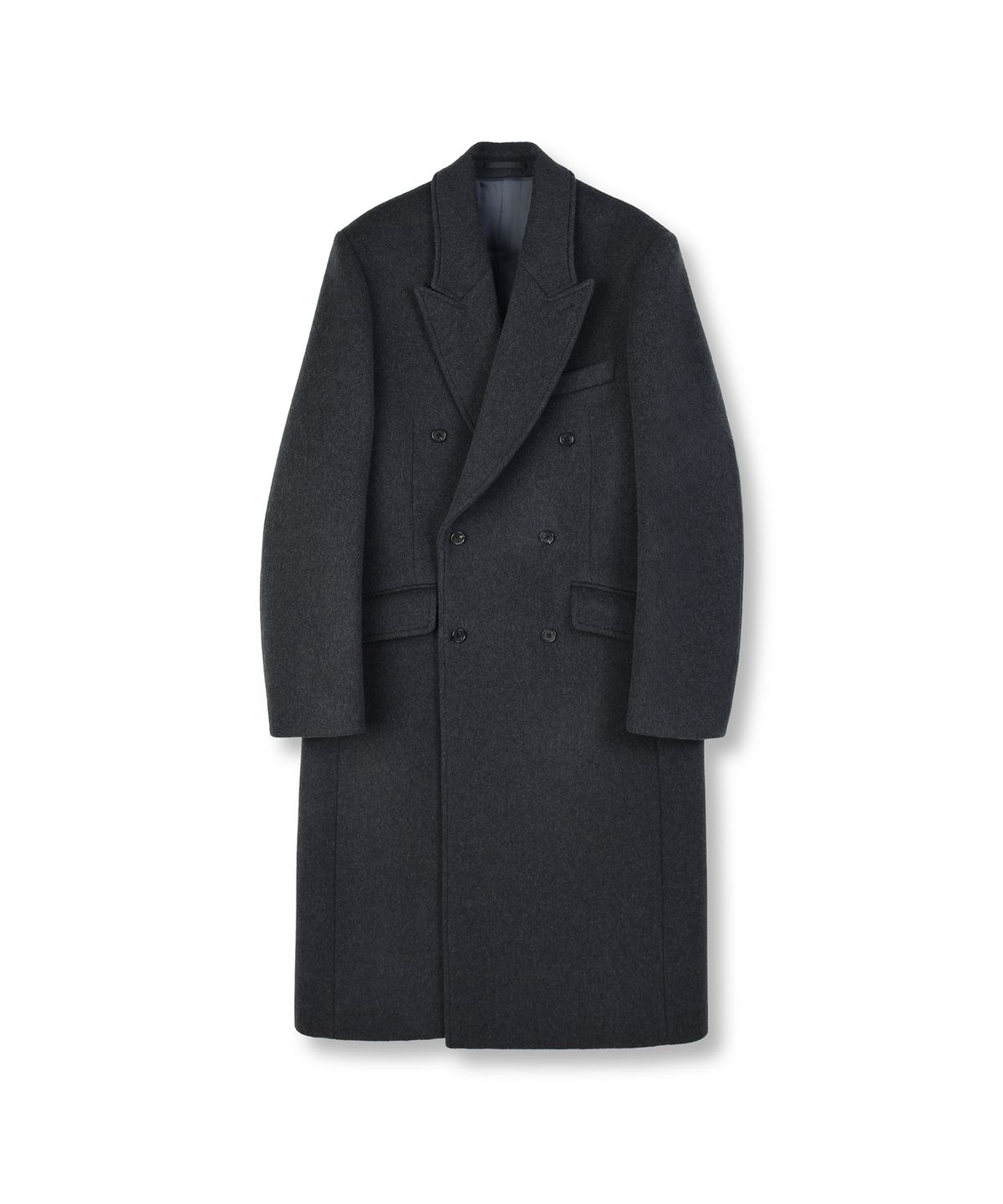 브라운야드(BROWNYARD) 23FW 더블 브레스티드 코트, 차콜