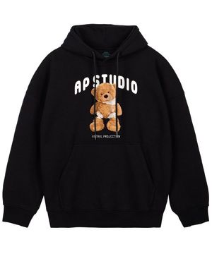 베이비 베어돌 오버핏 와이드 숄더 후디_블랙