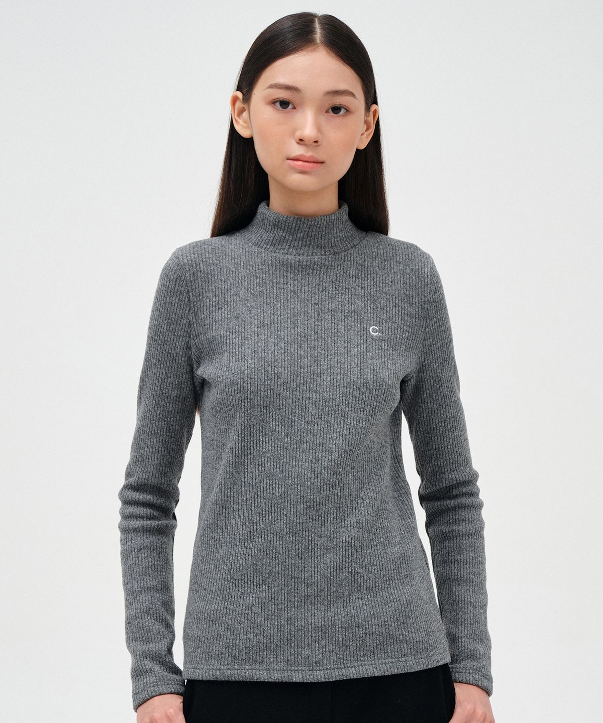클로브(CLOVE) [23FW clove] Ribbed Turtleneck (Charcoal)