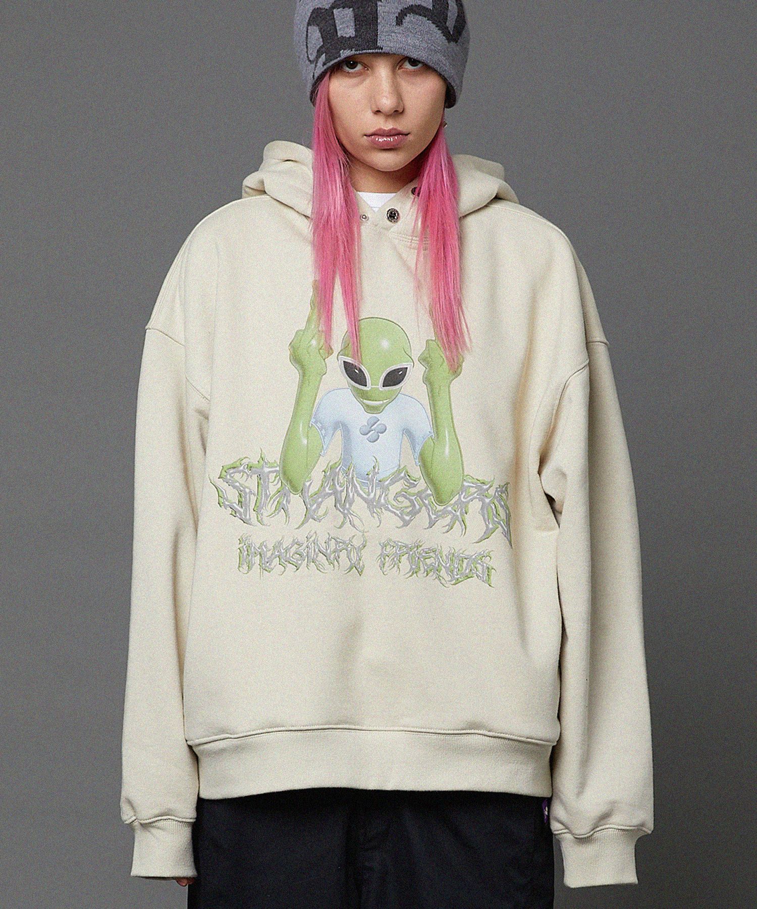★HOODHOOD★ Alien Universe Artwork Overfit Sweatshirt Deep MUSINSA | HOODHOOD Alien Graphic Overfit Hood BLACK