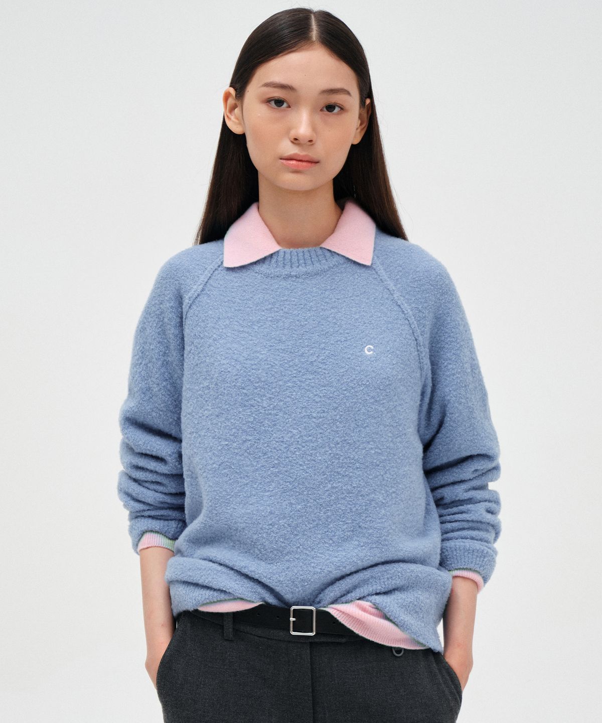 클로브(CLOVE) [23FW clove] Boucle Raglan Knit (Sky Blue)