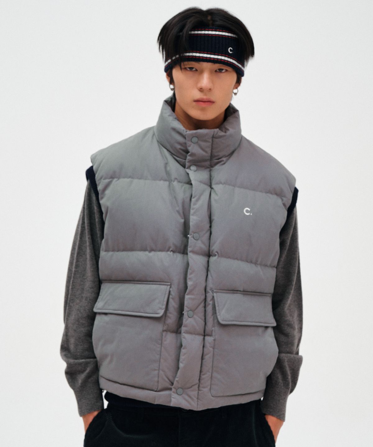클로브(CLOVE) [23FW clove] Pocket Down Vest (Charcoal)