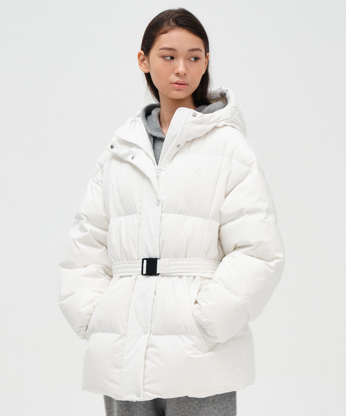 클로브(CLOVE) [23FW clove] Hooded Long Goose Down Jacket (White)