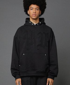 HD 로고 아플리케 오버핏 후드 블랙