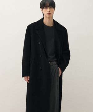 핸드메이드 캐시미어 더블 로브 코트 [BLACK]