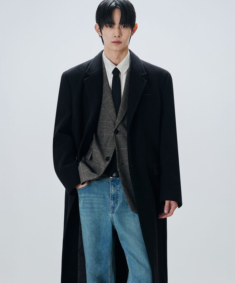 프리미어 울 싱글 체스터 코트 [BLACK]
