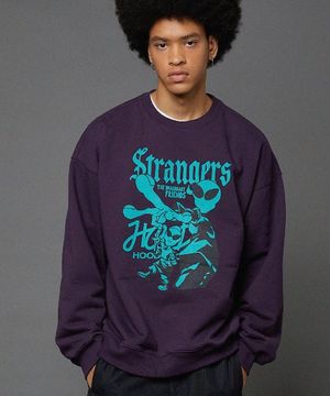 힙합 에일리언 그래픽 맨투맨 퍼플