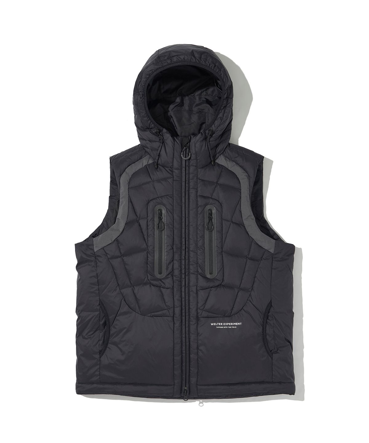 웰터 익스페리먼트(WELTER EXPERIMENT) SHIELD DOWN HOOD VEST_BLACK_WOL047