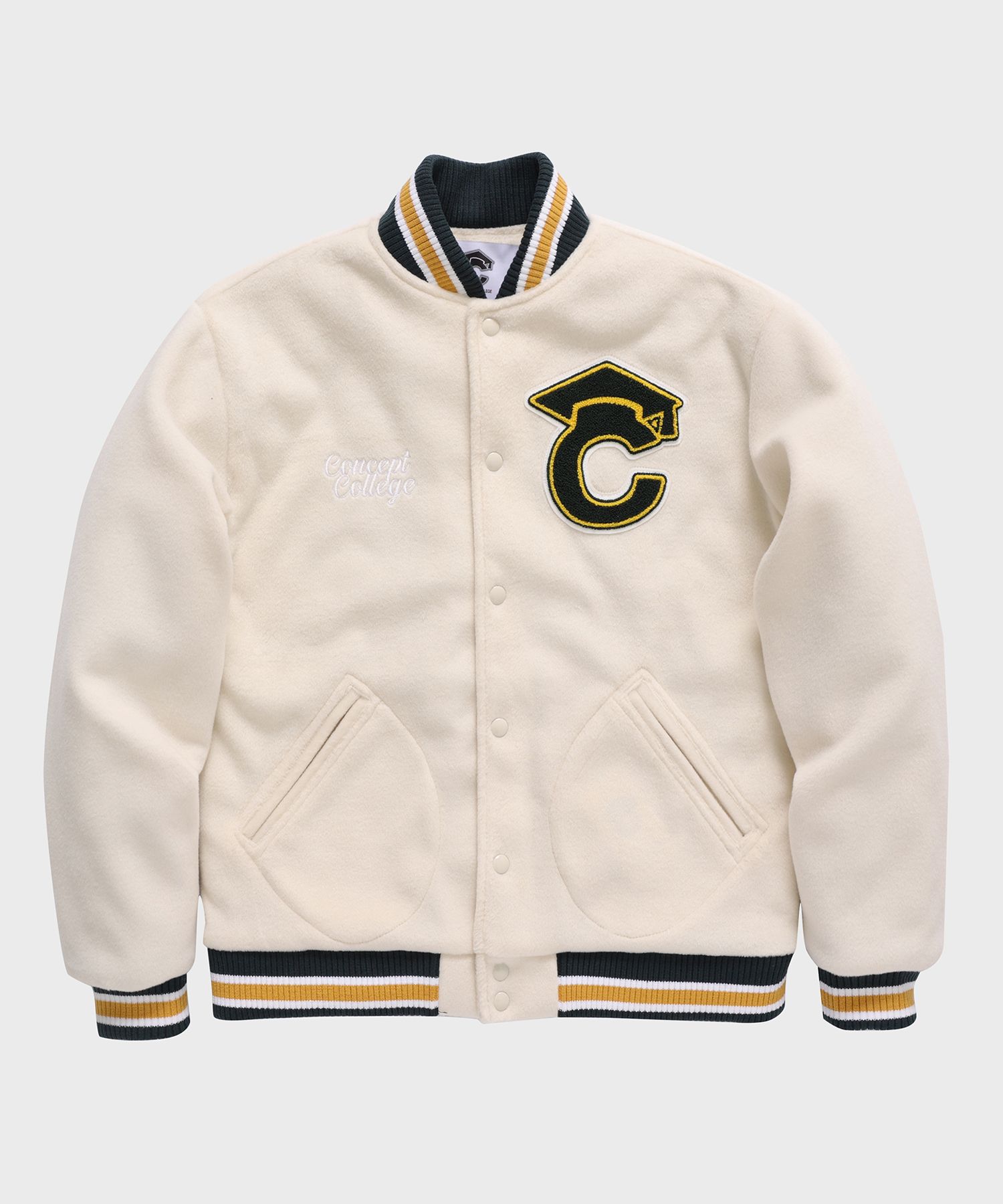 MUSINSA | CONCEPT COLLEGE All Ivory Bachelor Cap Patch Varsity