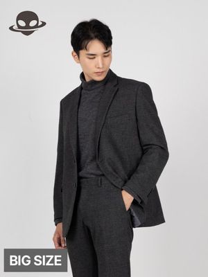 [빅사이즈]캐시필  체크 싱글 블레이저  차콜