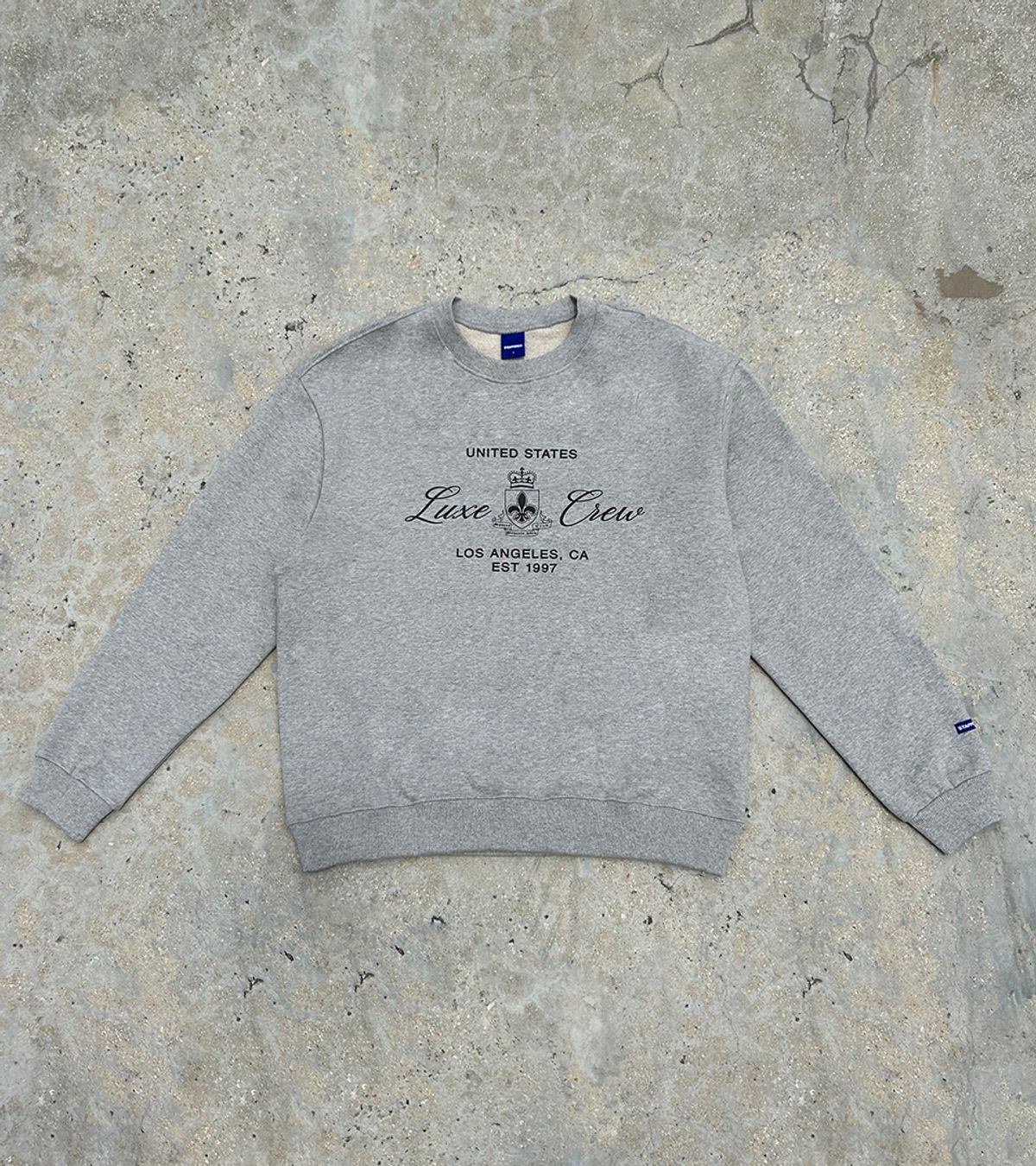 스텝온리(STAFFONLY) LUXE CREW SWEATSHIRTS (MELANGE GREY)