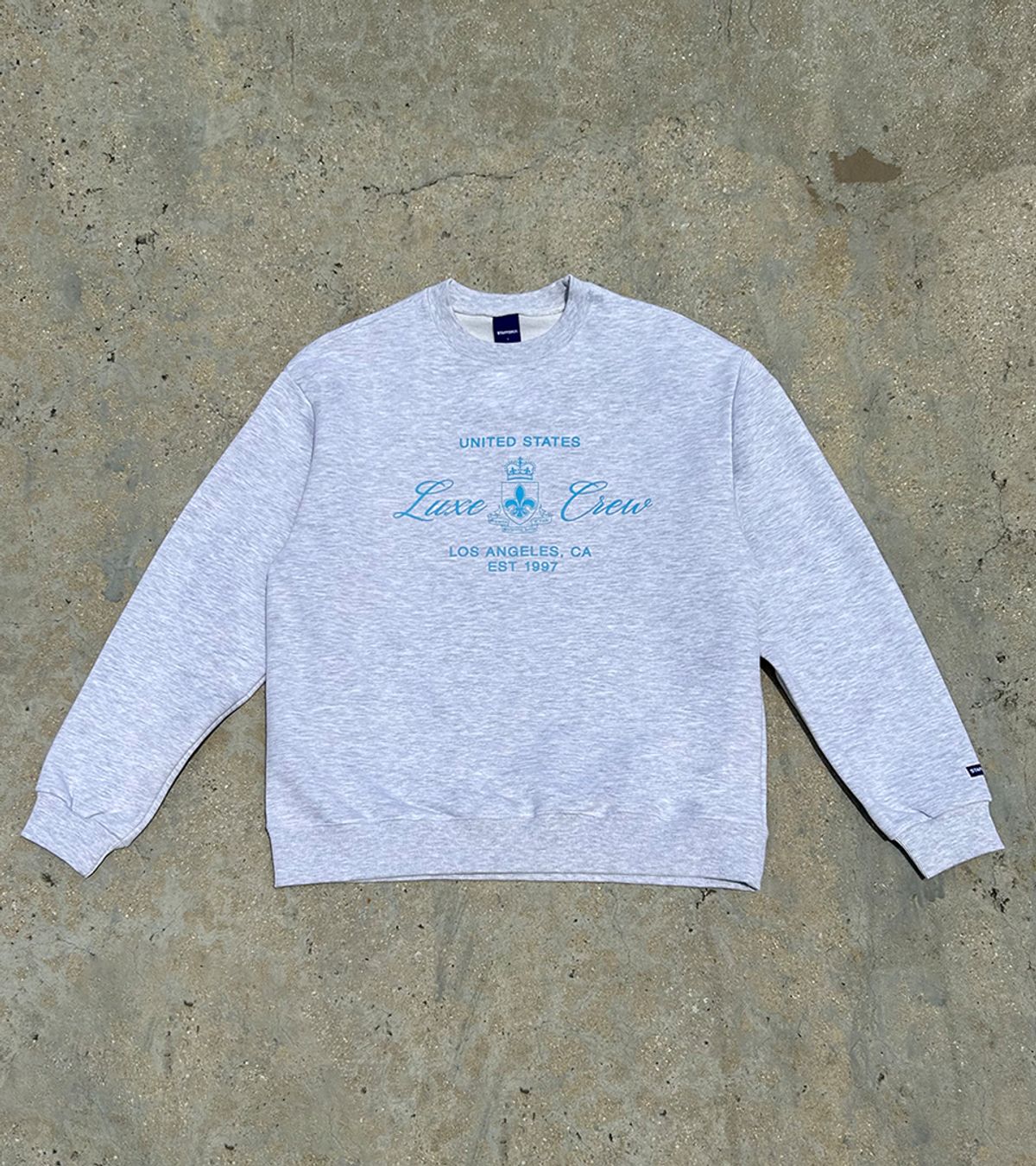스텝온리(STAFFONLY) LUXE CREW SWEATSHIRTS (MELANGE WHITE)