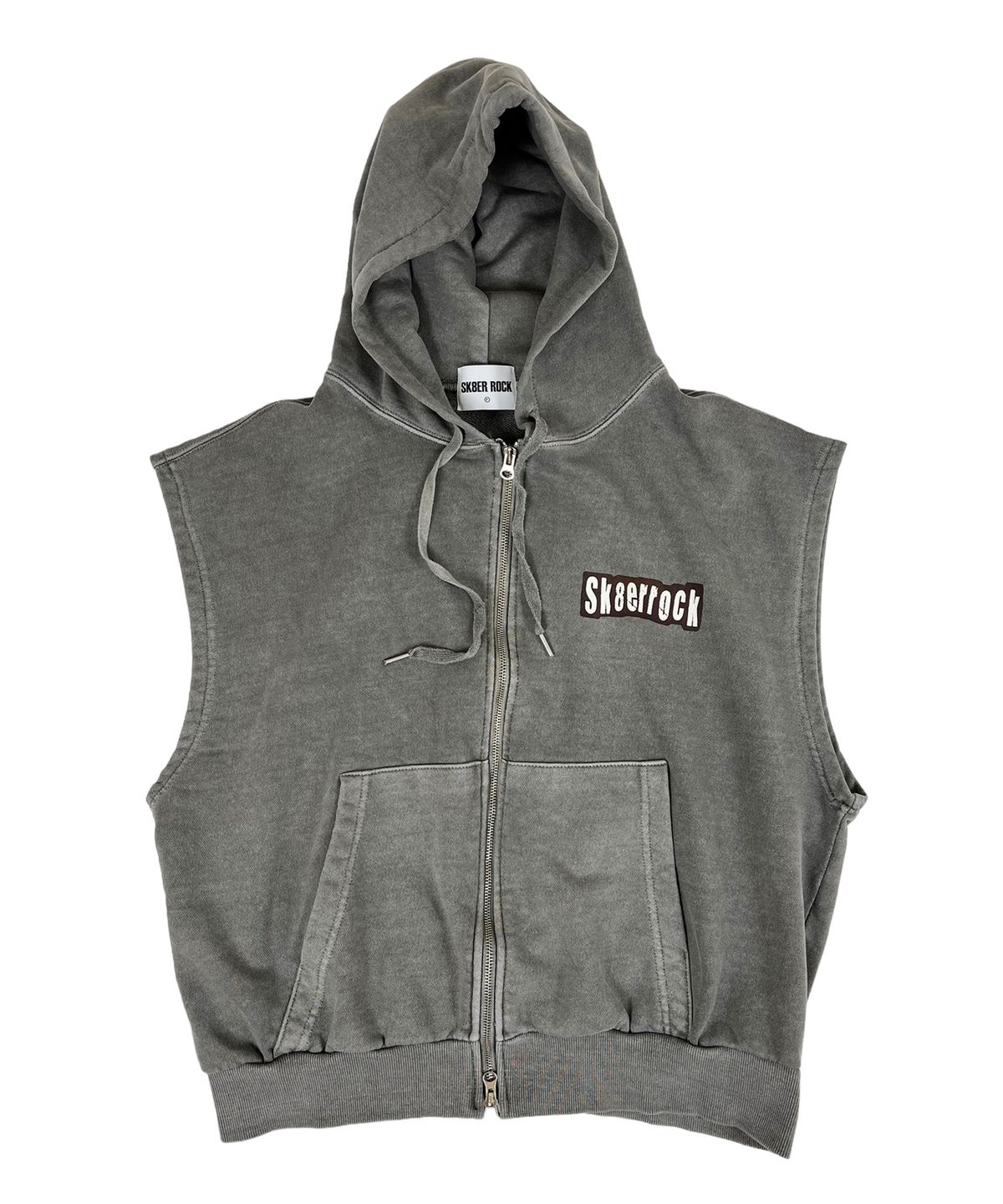 스케이터락(SK8ER ROCK) Pigment Hood Zip-up Vest Gray