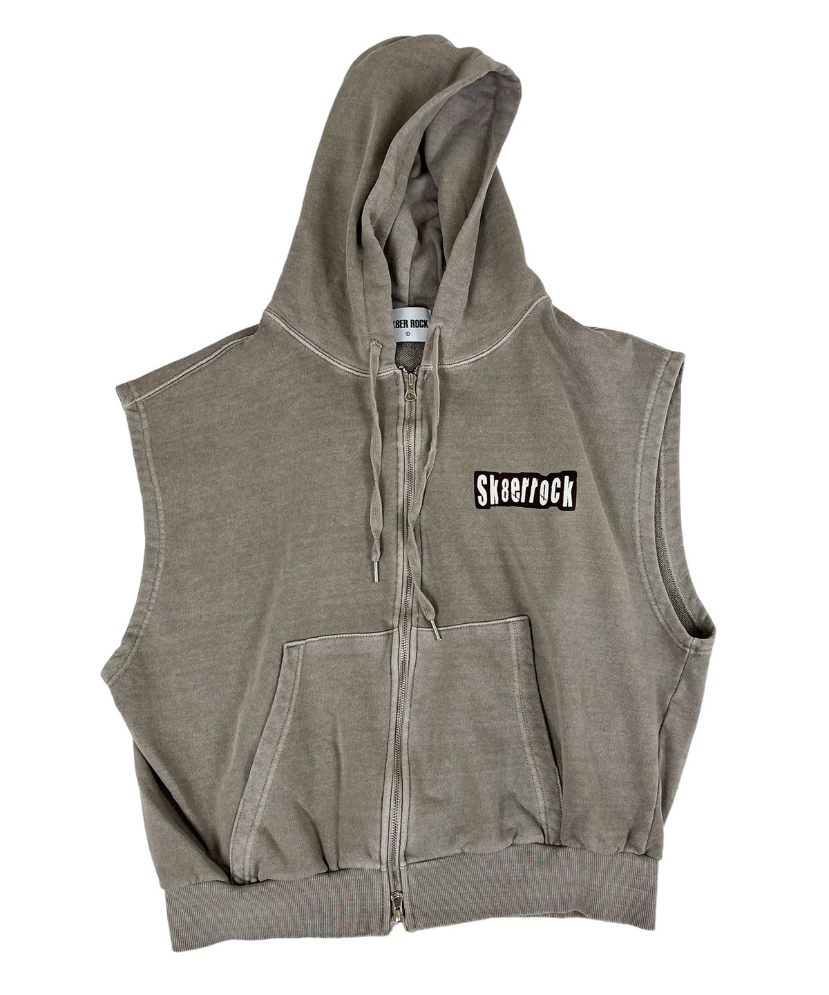 스케이터락(SK8ER ROCK) Pigment Hood Zip-up Vest Stone beige