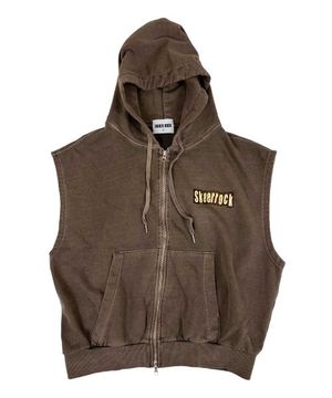 Pigment Hood Zip-up Vest Stone Brown
