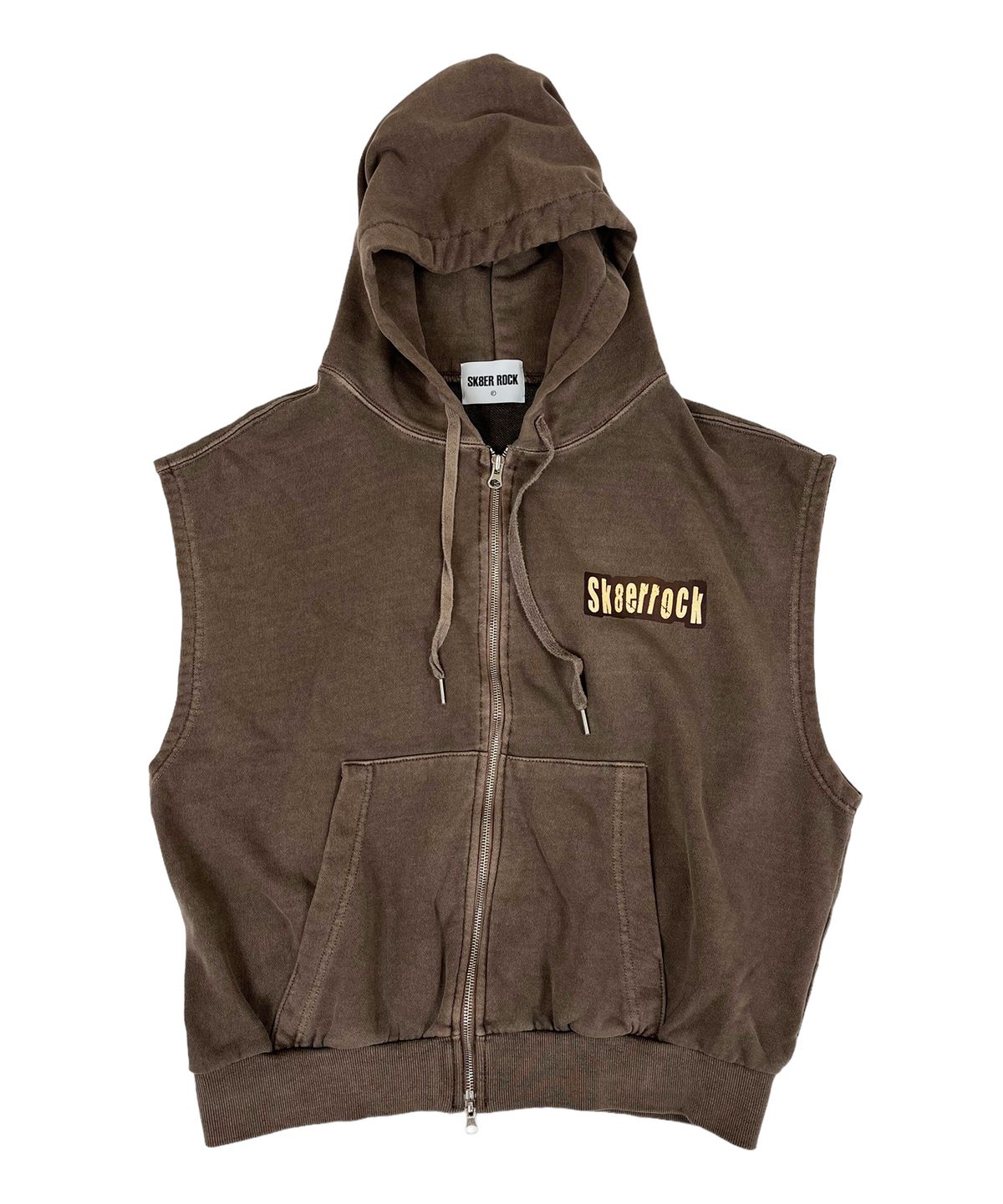 스케이터락(SK8ER ROCK) Pigment Hood Zip-up Vest Stone Brown